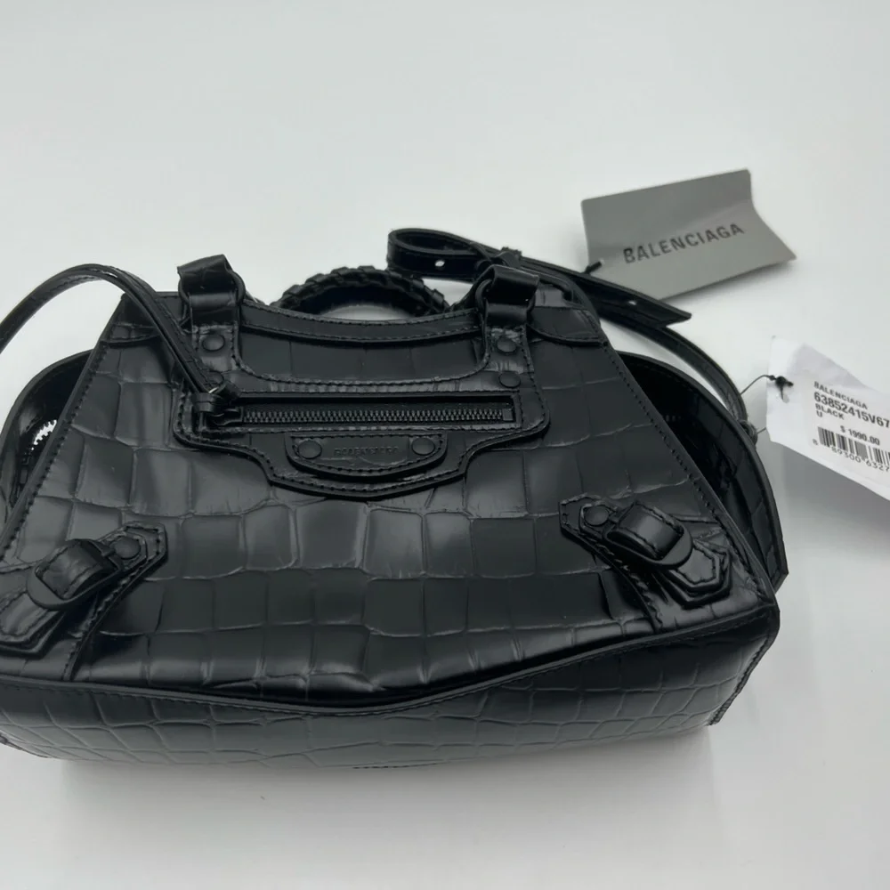 Balenciaga Neo City Bag Black Croc Authentic Luxury - Picture 3 of 10